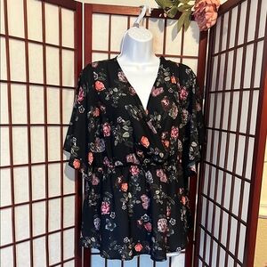Torrid Chic Black Floral Blouse 100% Polyester